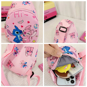 Stitch Anime Shoulder Bags Kawaii Fashion Chest Bag Travel Satchel Casual Portable Totes Backpacks Birthday Gifts For Boys Girls
