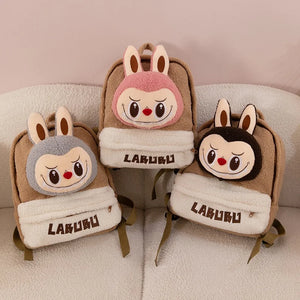Labubu Cartoon Backpack Plush Bag Cute Lamb Wool Backpack Large Capacity Backpack Replica Package Classic Series Labubu