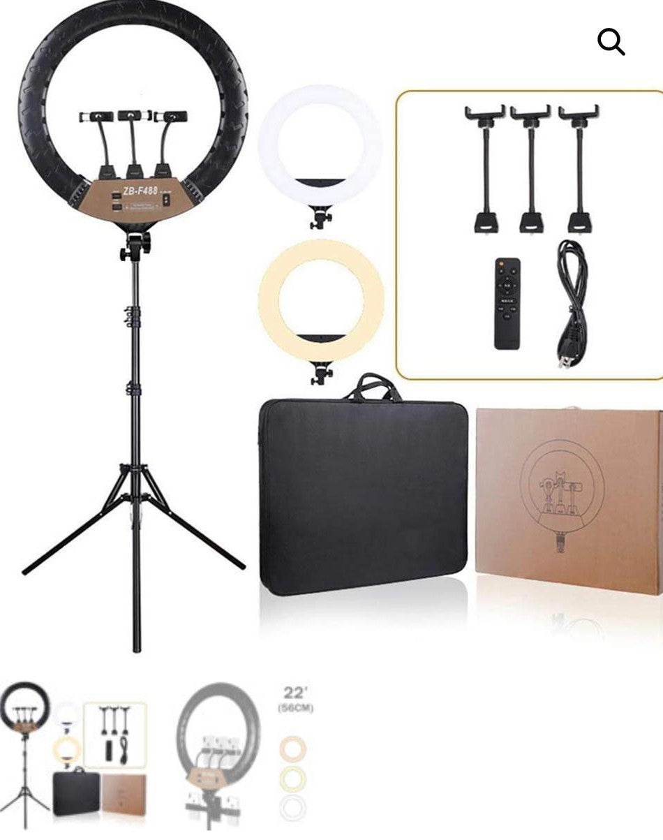 ZB-F488 22inch LED Ring Light Ring with Two Remote Control and Tripod Stand