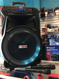 T-STAR 2919A WITH STAND BLUETOOTH Y KARAOKE📳 WOOFER 15" 8,000 Watts, 2 🎤🎤 INALAMBRICO, RECARGABLE