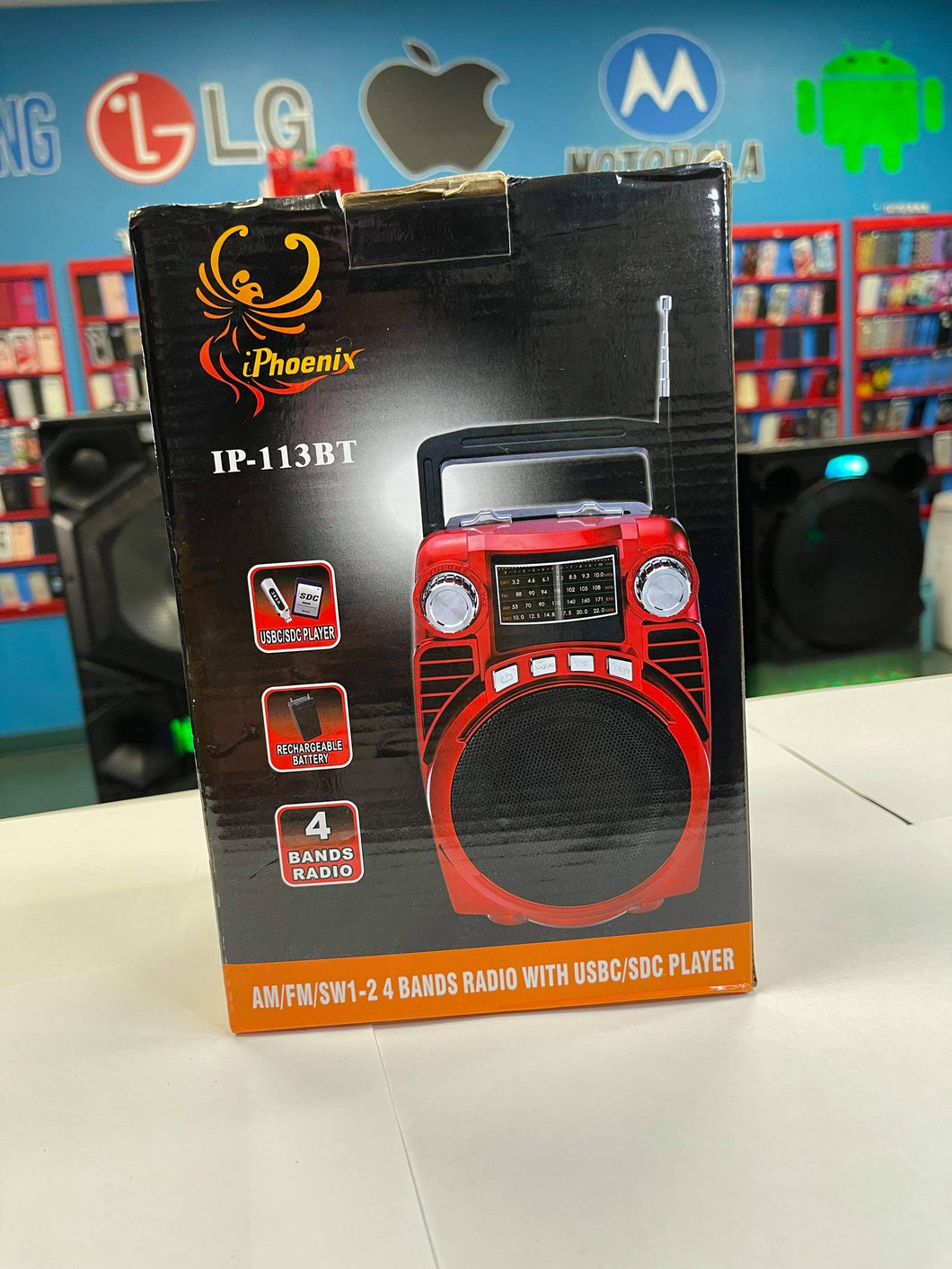 RADIO AM/FM RECARGABLE Y DE BATERÍAS CON BLUETOOTH IPHOENIX IP-113 BT